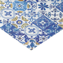 Mediterranean Mosaic Tiles Blue Decoupage Craft Tissue Paper | Zazzle