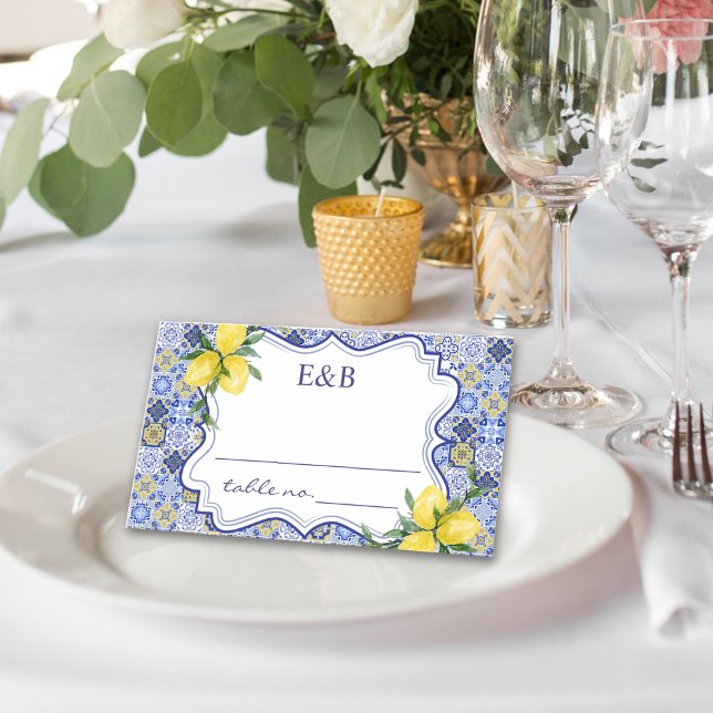 Mediterranean Mosaic Wedding with Citrus Touches Place Card (Creator Uploaded)