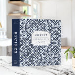 Mediterranean Navy and White Bridal Shower Recipe 3 Ring Binder<br><div class="desc">Collect recipes for the bride to be and organize them in this pretty patterned binder with tons of personalization options! Chic navy blue binder features a Mediterranean inspired geometric pattern in navy, sky blue and crisp white. Customize the front with the bride to be's name and shower date, and add...</div>