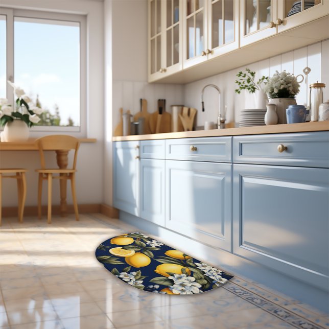 Mediterranean Navy Lemons and Blooms Doormat (Creator Uploaded)