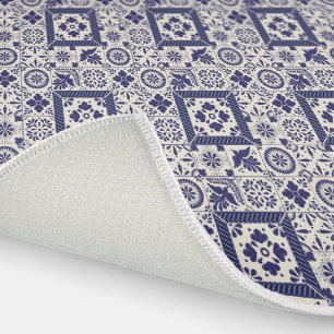 Mediterranean Nile Blue Mexican Talavera Mosaic Outdoor Rug