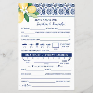 Mediterranean Note for Couple Wedding Game Card Flyer