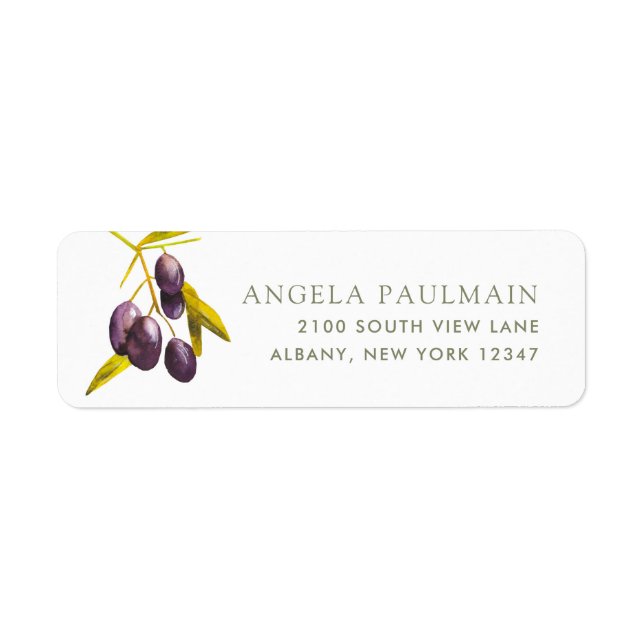 Mediterranean Olive Branch Address Label (Front)