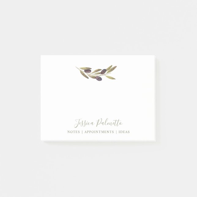 Mediterranean Olive Branch Personalized Post-it Notes (Front)