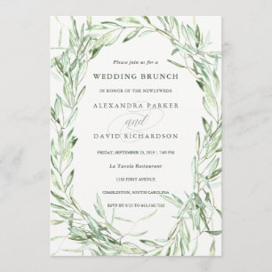 Mediterranean Olive Branches Wedding Brunch Invitation