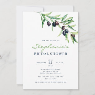 Mediterranean Olive Bridal Shower Invitation