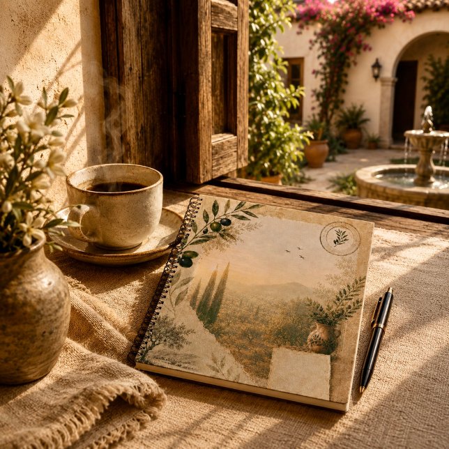 Mediterranean Olive Grove Sunrise Collage Notebook (Creator Uploaded)