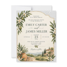 Mediterranean Olive Grove Wedding Invitation 