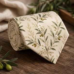Mediterranean Olive Grove Wedding Neck Tie