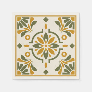 Mediterranean Olive Tile Napkins