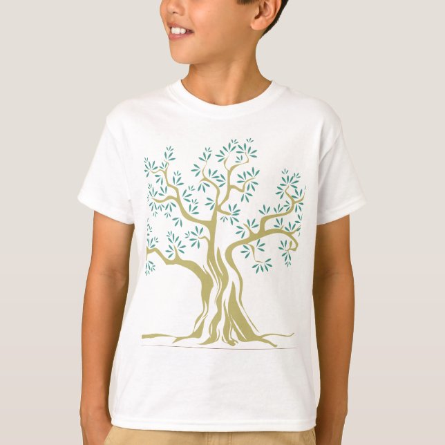 Mediterranean Olive Tree Shirt – Natural Botanical (Front)