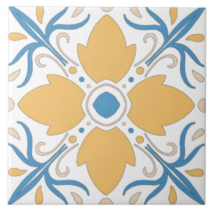 Mediterranean Orange Blue Pink Floral andalousie Ceramic Tile