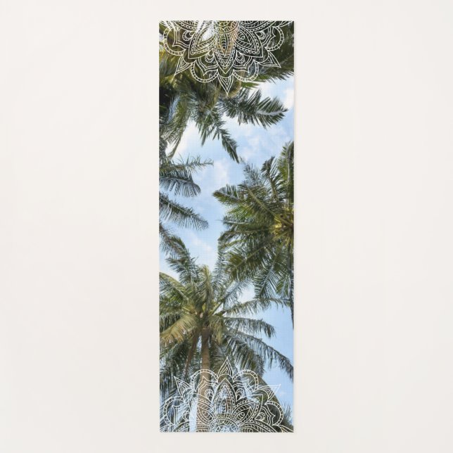 Mediterranean Palm Tree Mandala Yoga Mat (Front)