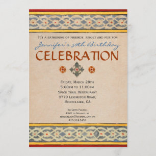 Mediterranean Party Invitation - Hand Painted Tile