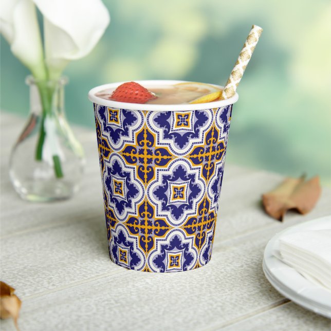 Mediterranean Pattern Kitchen Paper Cups (Insitu)