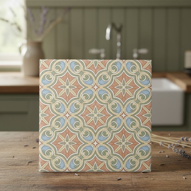 Mediterranean Pattern Pat#13 Terra Cotta ID1195 Ceramic Tile (Creator Uploaded)