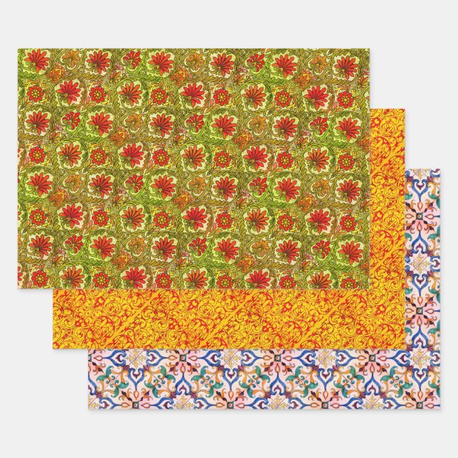Mediterranean Pattern sampler Wrapping Paper Sheets (Set)