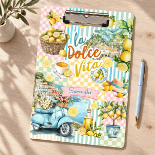 Mediterranean pink Turquoise Citrus Collage Clipboard