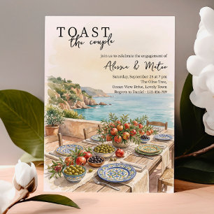 Mediterranean Pomegranate Olives Engagement Party Invitation