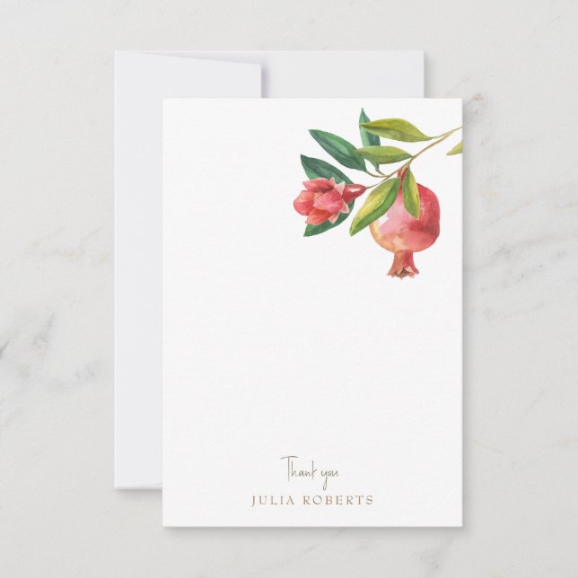 Mediterranean Pomegranate Shower Blank Thank You  Card (Front)