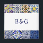 Mediterranean Portuguese Tiles Wedding Favor Magnet<br><div class="desc">A modern yet rustic Mediterranean Portuguese tiles pattern wedding design. A colorful Mediterranean themed design that uses different vintage tile designs to create an elegant summer wedding design. A charming Portuguese, Italian and Spanish influenced Mediterranean tiles design using classy script typography. An elegant Portuguese tiles themed wedding magnet favor design...</div>