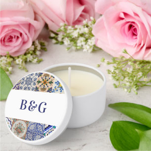 Mediterranean Portuguese Tiles Wedding Favor Mini Candle Favors