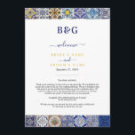 Mediterranean Portuguese Tiles Wedding Itinerary Program<br><div class="desc">A modern yet rustic Mediterranean Portuguese tiles pattern wedding design. A colorful Mediterranean themed design that uses different vintage tile designs to create an elegant summer wedding design. A charming Portuguese, Italian and Spanish influenced Mediterranean tiles design using classy script typography. An elegant Portuguese tiles themed wedding Itinerary program card...</div>