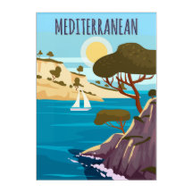Mediterranean Poster, sea vacation Europe