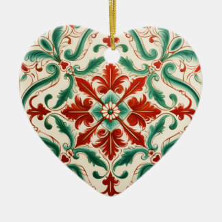 Mediterranean Red Blossom Ceramic Ornament