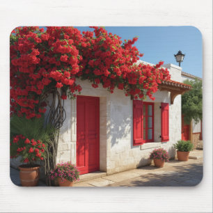 Mediterranean Red Door Garden Mousepad