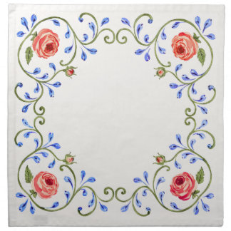 Mediterranean Rose Design Cloth Napkin