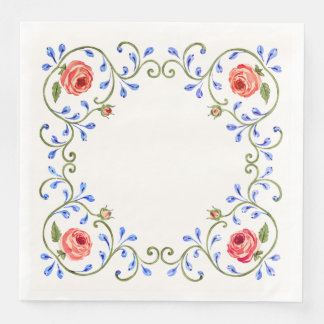 Mediterranean Rose Design Paper Dinner Napkins