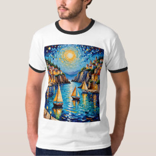 Mediterranean Sailboats Mosaic Tshirt Design