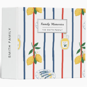 Mediterranean Sardines and Lemons Pattern 3 Ring Binder