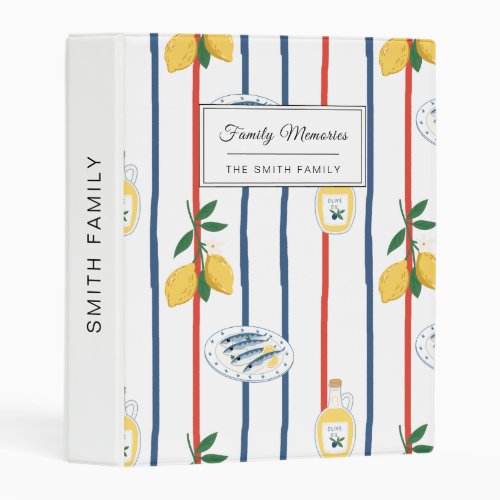 Mediterranean Sardines and Lemons Pattern Mini Binder