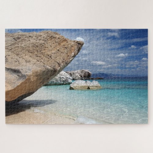 Mediterranean Sea beach with big rocks on Sardinia Jigsaw Puzzle
