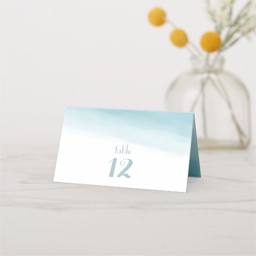 Mediterranean Sea Blue Ombre Table Numbers Place Card