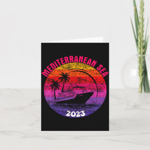 Mediterranean Sea Cruise 2023 Retro Sunset Family Card