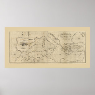 Mediterranean Sea Map (1797) Poster