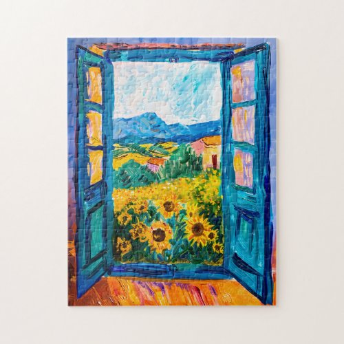 Mediterranean Sea View With Bougainvillea Jigsaw Puzzle