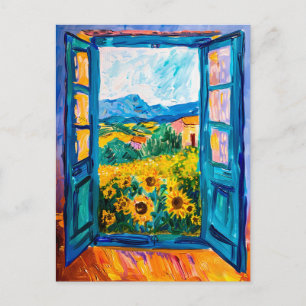 Mediterranean Sea View With Bougainvillea Postcard