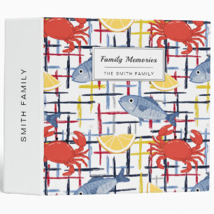 Mediterranean Seafood Market Pattern (1) 3 Ring Binder