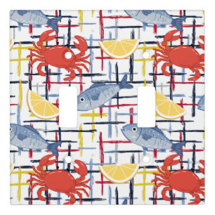 Mediterranean Seafood Market Pattern (1) Light Switch Cover