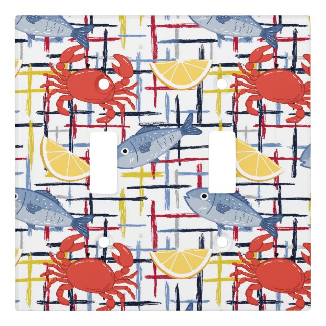 Mediterranean Seafood Market Pattern (1) Light Switch Cover (Front)