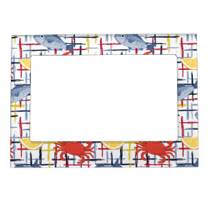 Mediterranean Seafood Market Pattern (1) Magnetic Frame