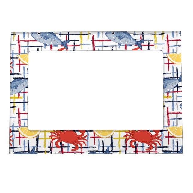 Mediterranean Seafood Market Pattern (1) Magnetic Frame (Front)