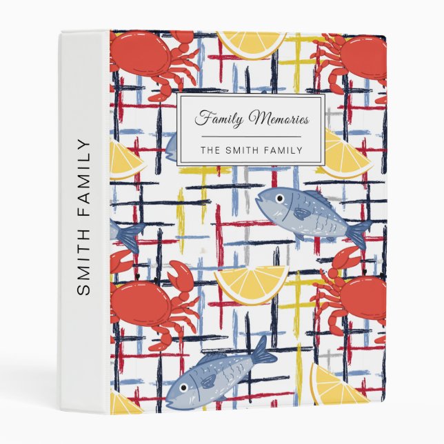 Mediterranean Seafood Market Pattern (1) Mini Binder (Front/Spine)