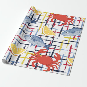 Mediterranean Seafood Market Pattern (1) Wrapping Paper