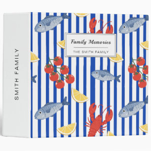 Mediterranean Seafood Market Pattern (2) 3 Ring Binder