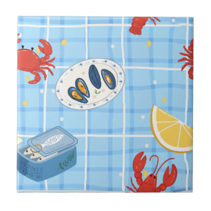 Mediterranean Seafood Market Pattern (2) Ceramic Tile
